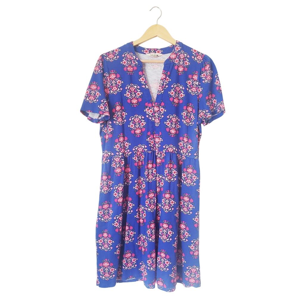 Boden Naomi Short Sleeve Floral Dress Blue Size 14